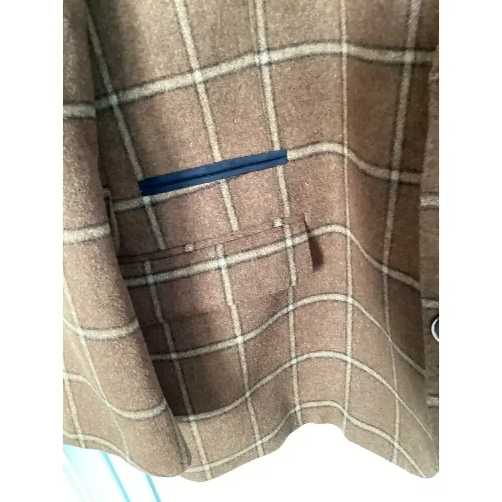 Zenbriele Men's Plaid Wool Blend Single Breasted Vent Blazer Jacket Brown SZ S46